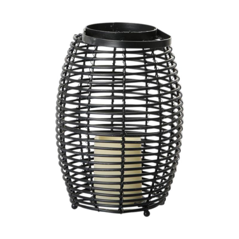 Rattan-Laterne schwarz
