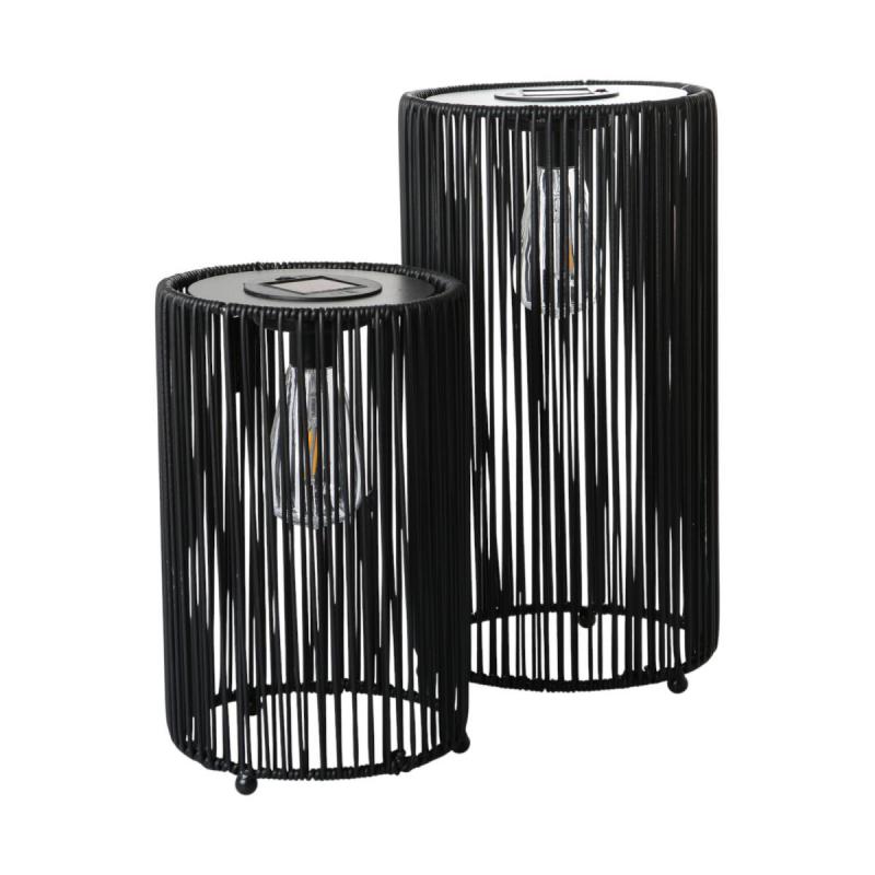 Rattan-Laterne mit Solarleuchte