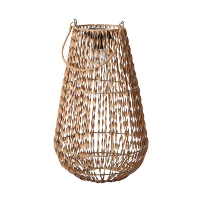 Rattan-Laterne mit Solarleuchte braun