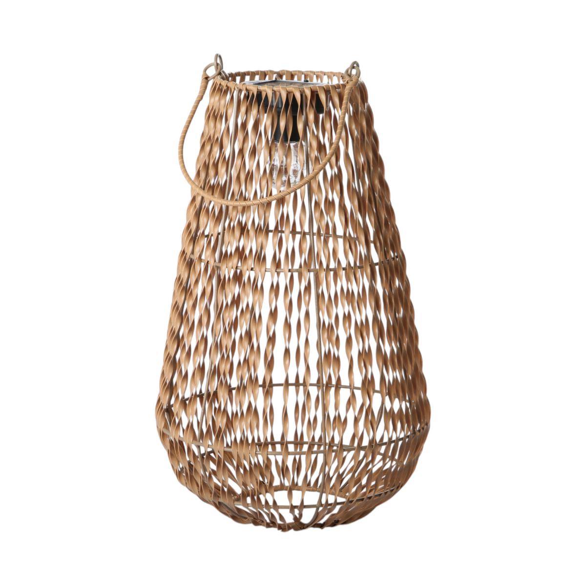 Rattan-Laterne mit Solarleuchte braun