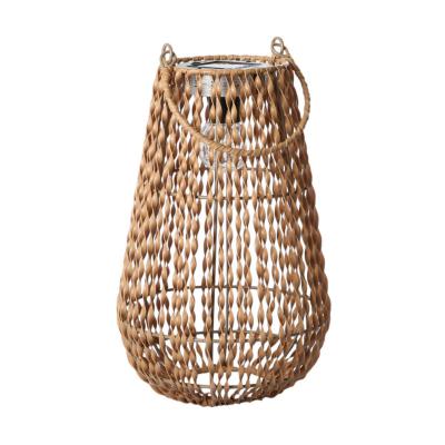 Rattan-Laterne mit Solarleuchte braun