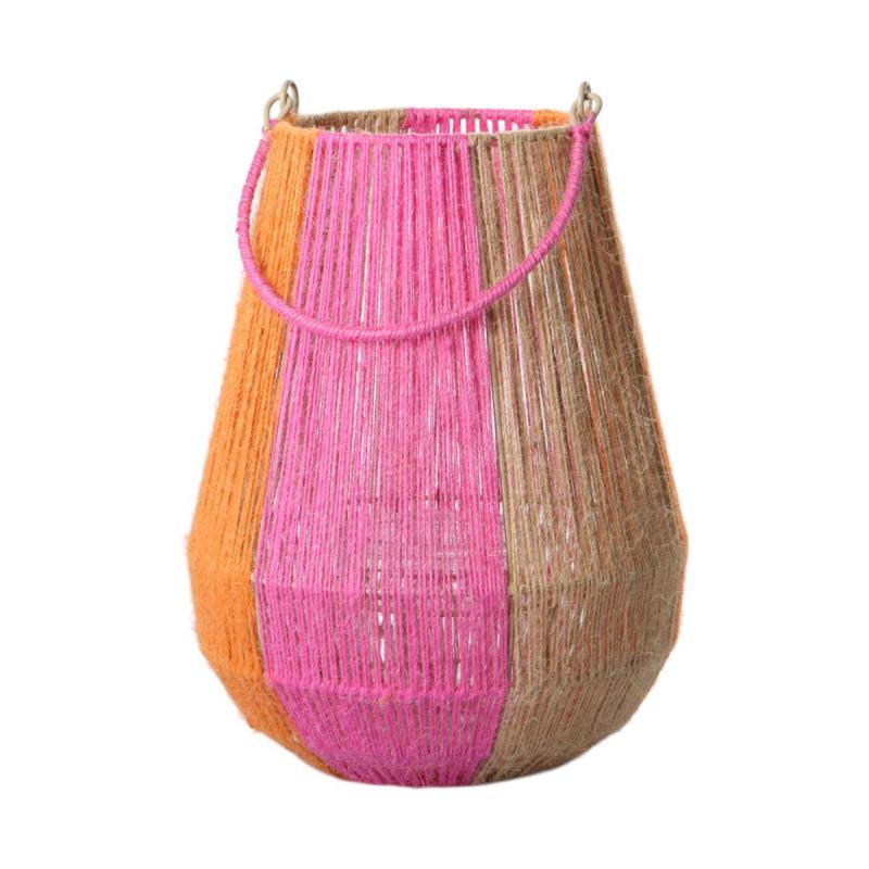 Jute-Laterne mit Glas