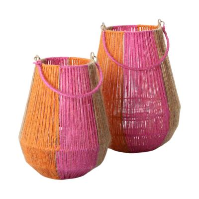 Jute-Laterne mit Glas