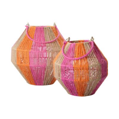 Jute-Laterne mit Glas