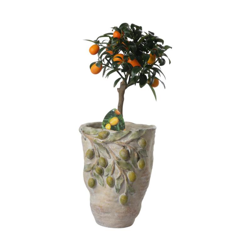 Zementvase mit Zitronen