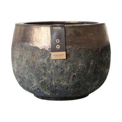 Outdoor Topf glasiert Bubble Anthrazit mit Rand
