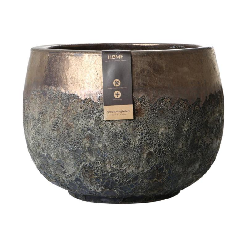 Outdoor Topf glasiert Bubble Anthrazit mit Rand