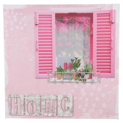 3D-Bild Fensterladen mit Blumen pink