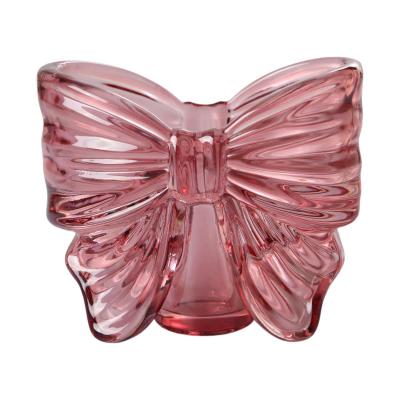 Teelichtglas Schleife pink