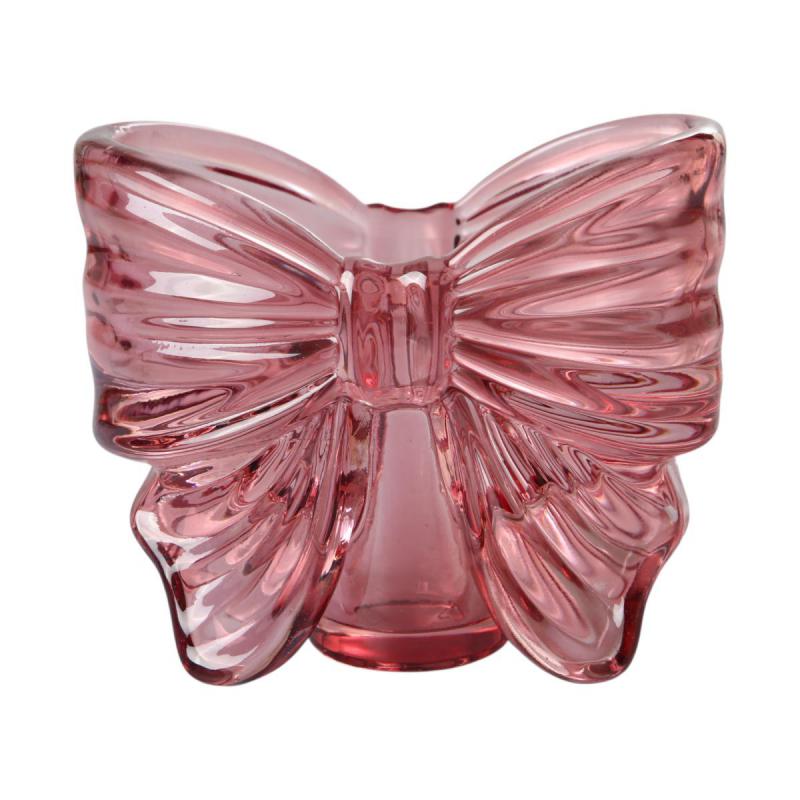 Teelichtglas Schleife pink