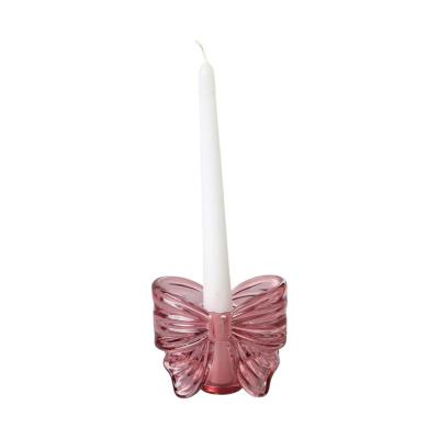 Teelichtglas Schleife pink