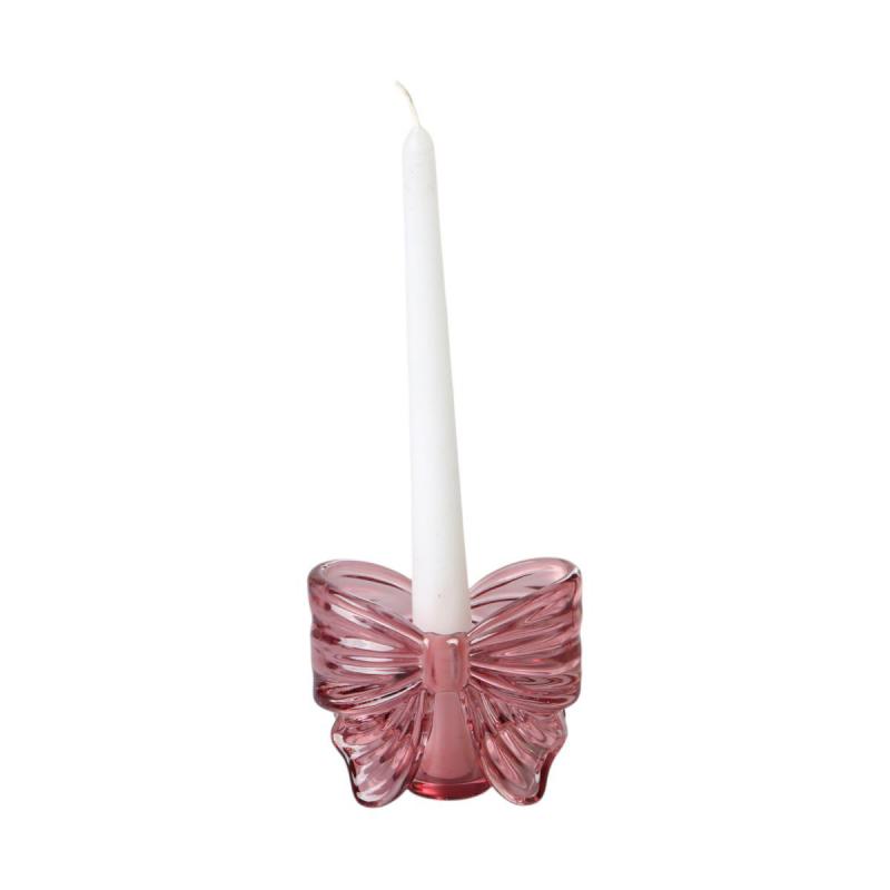 Teelichtglas Schleife pink