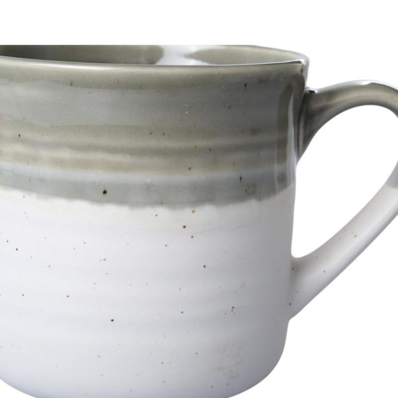 Keramik-Tasse 400ml taupe/wei&szlig;