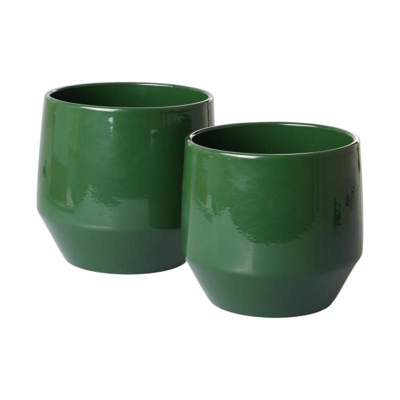 &Uuml;bertopf glasiert laubgr&uuml;n 14cm