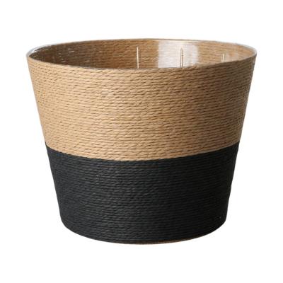 Kordel-Korb rund braun-schwarz