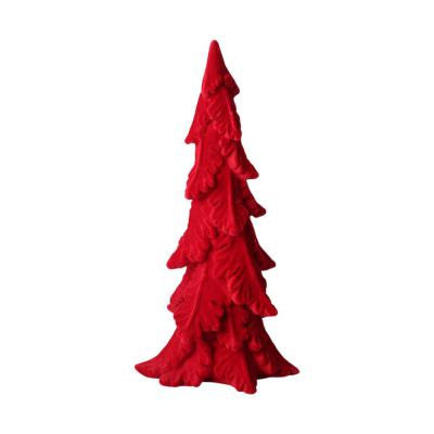 Poly-Tannenbaum beflockt rot