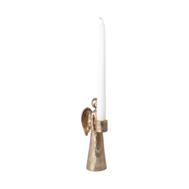 Poly-Engel mit Teelichthalter gold