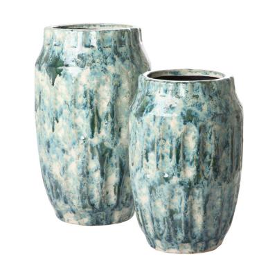 Keramikvase blau glasiert