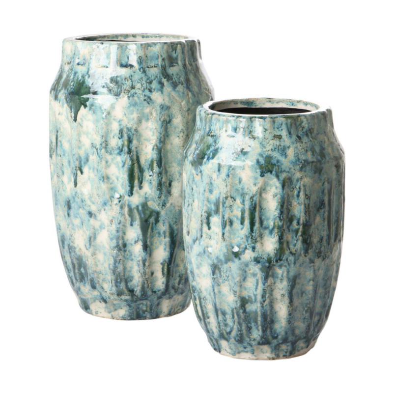 Keramikvase blau glasiert