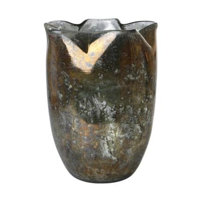 Glas-Vase faltig silber