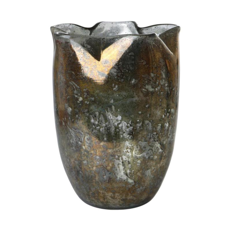 Glas-Vase faltig silber