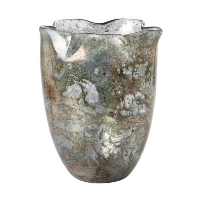 Glas-Vase faltig silber