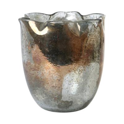 Glas-Vase faltig silber
