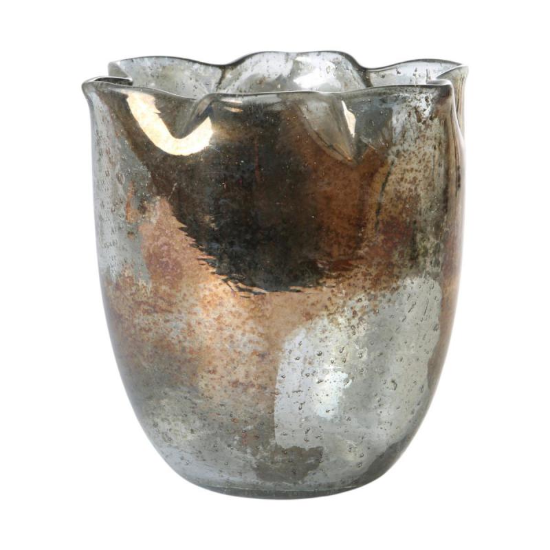 Glas-Vase faltig silber