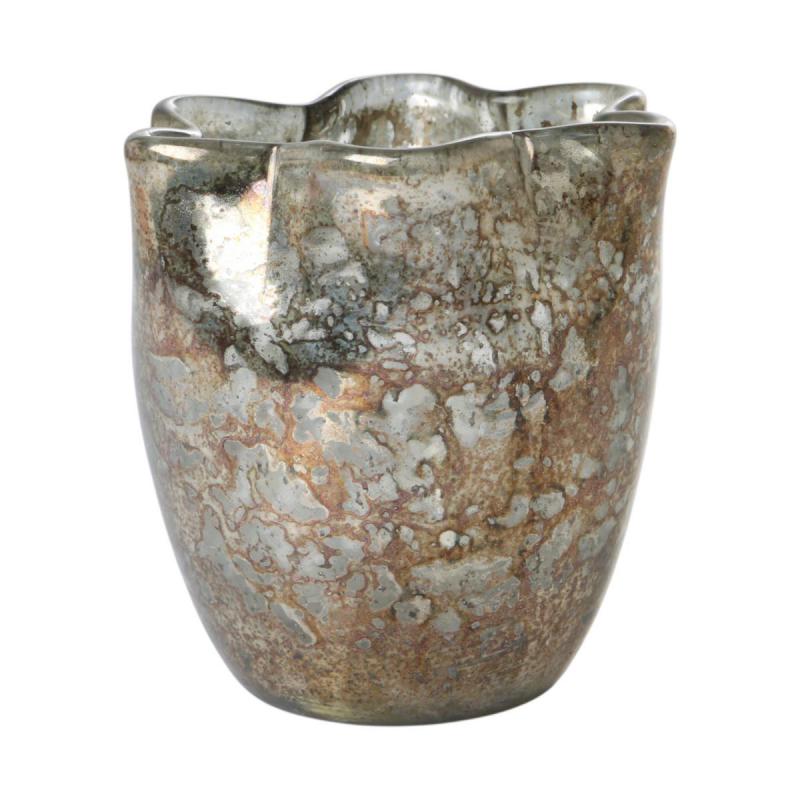 Glas-Vase faltig silber