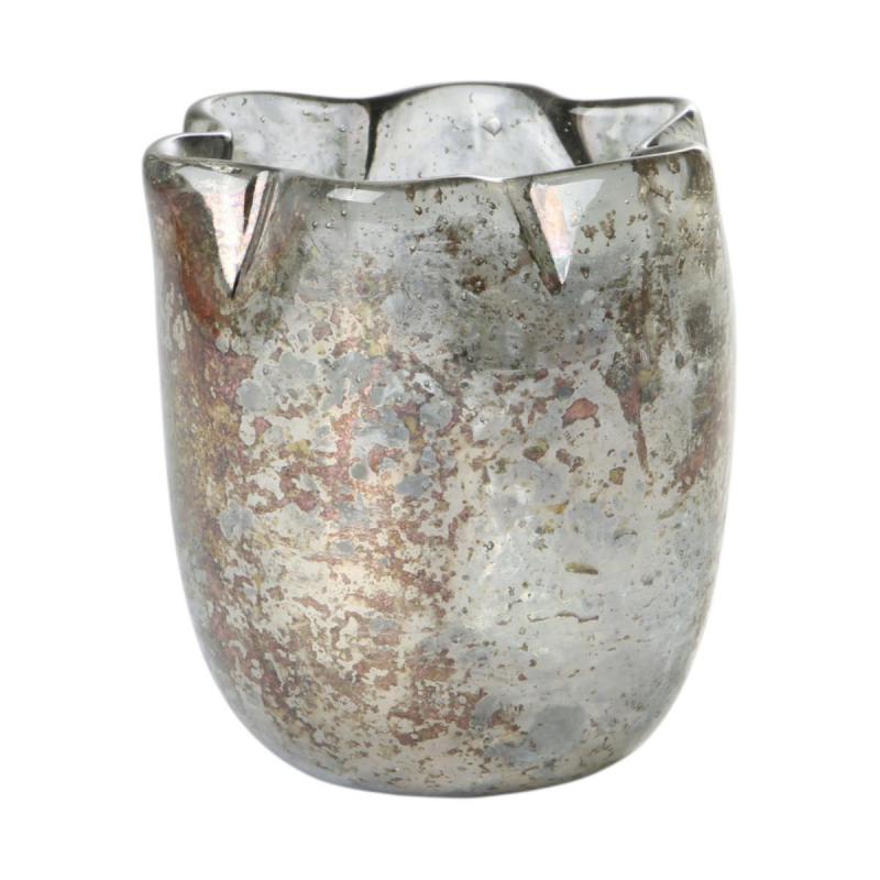 Glas-Vase faltig silber