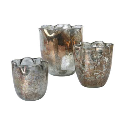 Glas-Vase faltig silber
