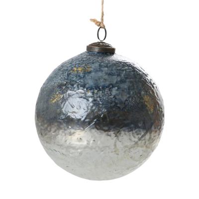 Glas-Ornamentkugel farbverlauf blau/silber