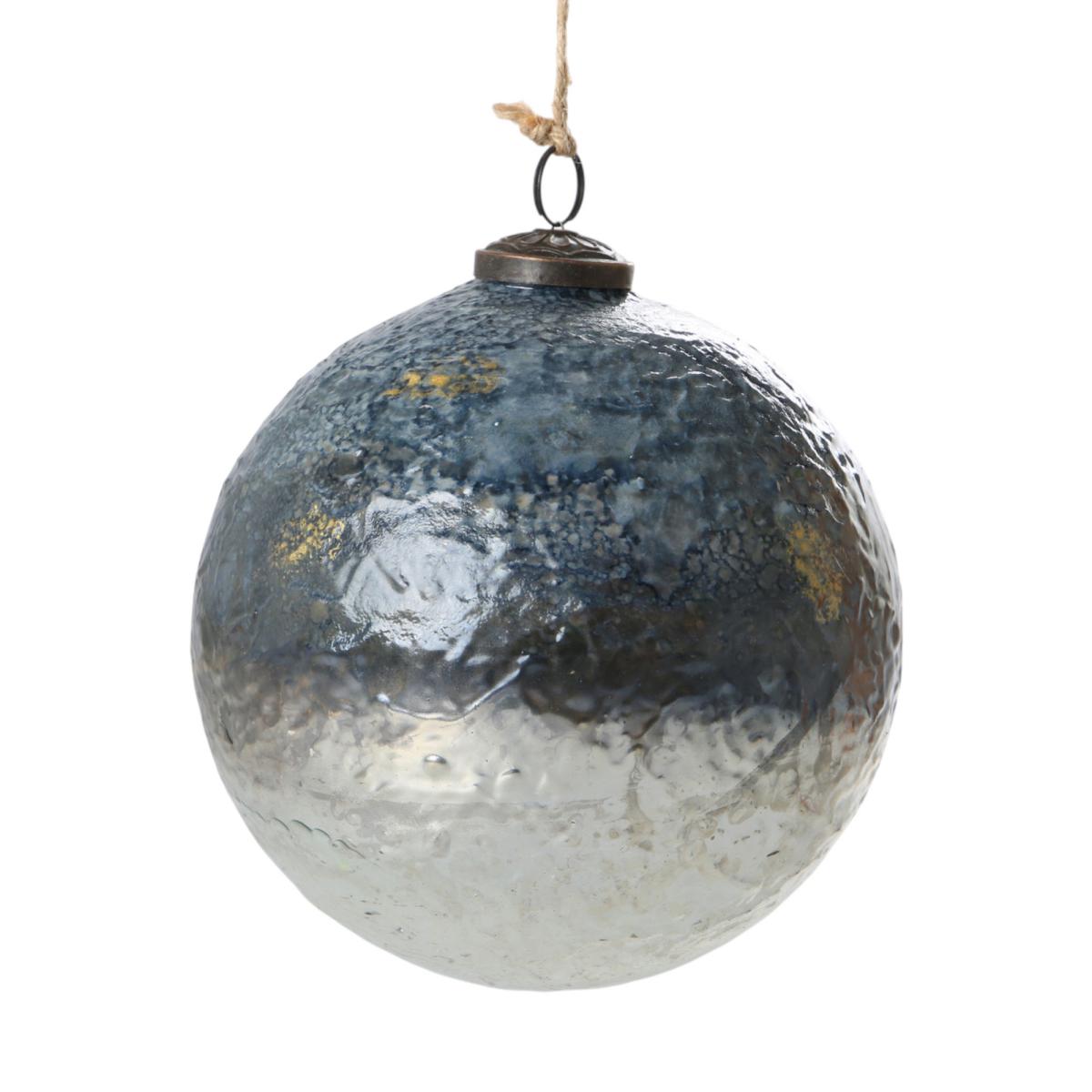 Glas-Ornamentkugel farbverlauf blau/silber