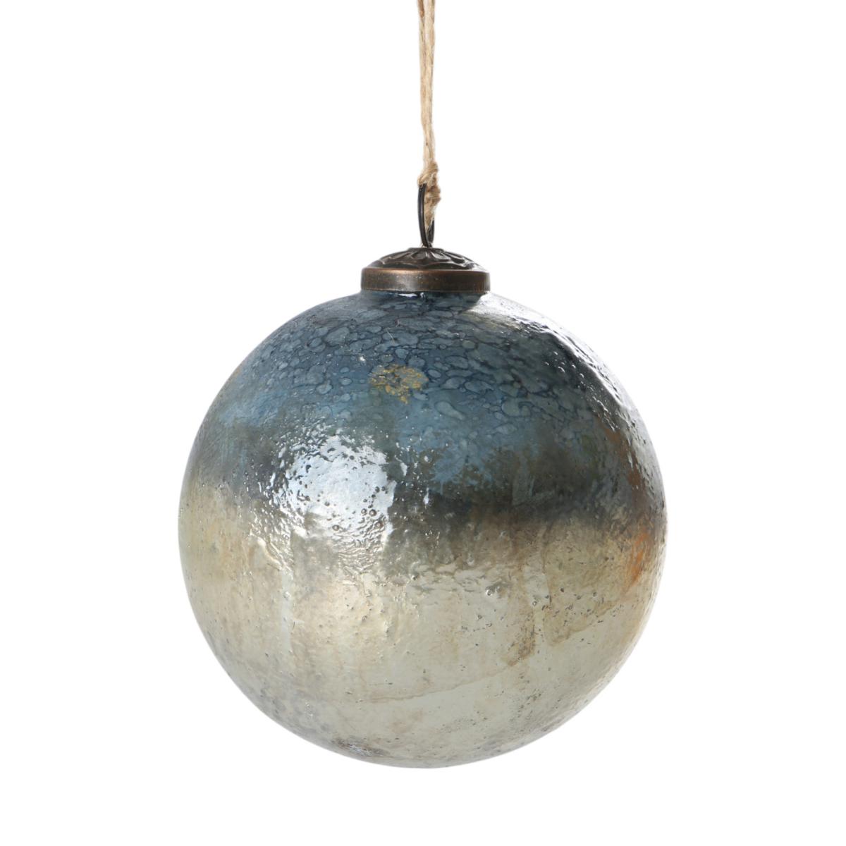 Glas-Ornamentkugel farbverlauf blau/silber