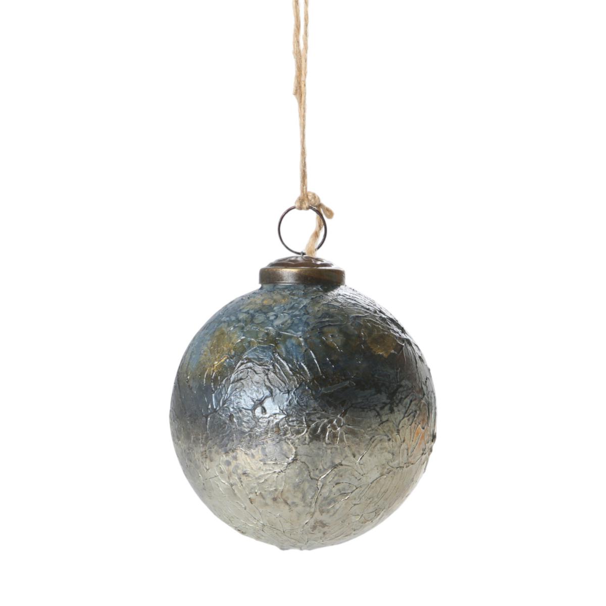 Glas-Ornamentkugel farbverlauf blau/silber
