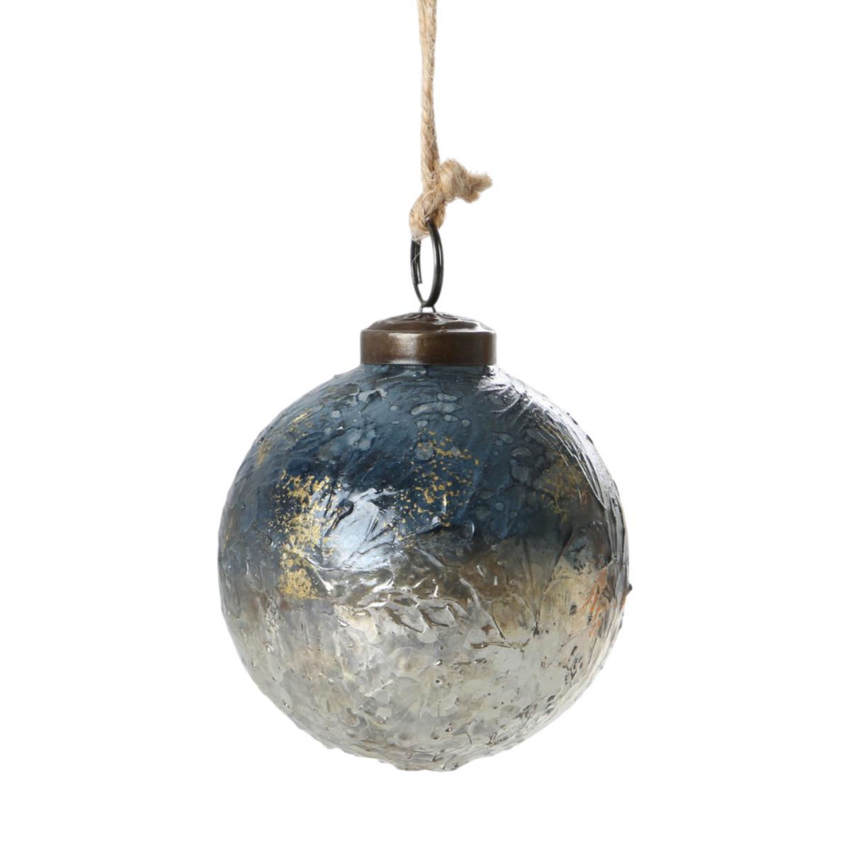 Glas-Ornamentkugel farbverlauf blau/silber