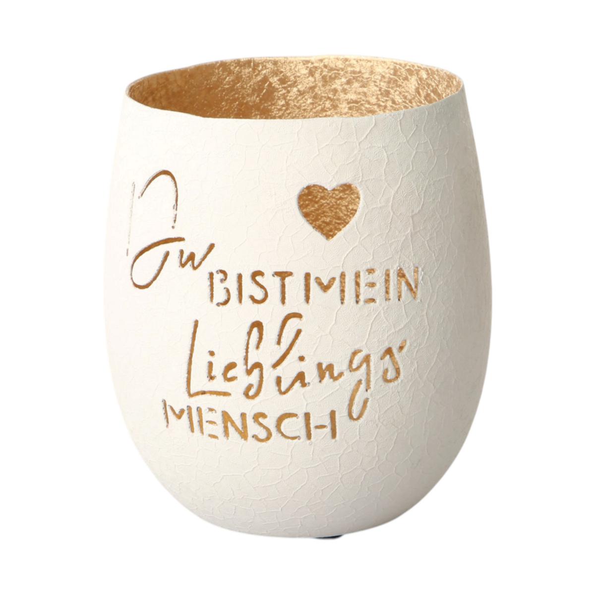 Windlicht "Du bist mein Lieblingsmensch" wei&szlig;