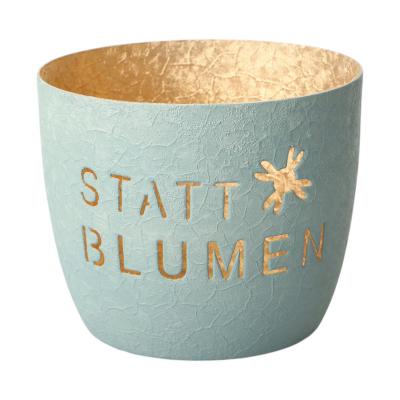 Windlicht "statt Blumen" hellgr&uuml;n