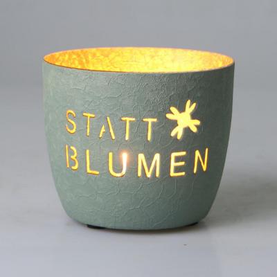 Windlicht "statt Blumen" hellgr&uuml;n
