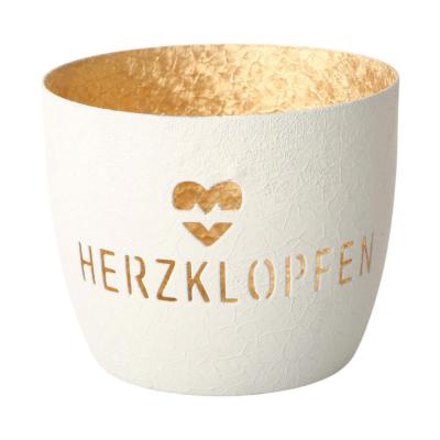 Windlicht "Herzklopfen" wei&szlig;