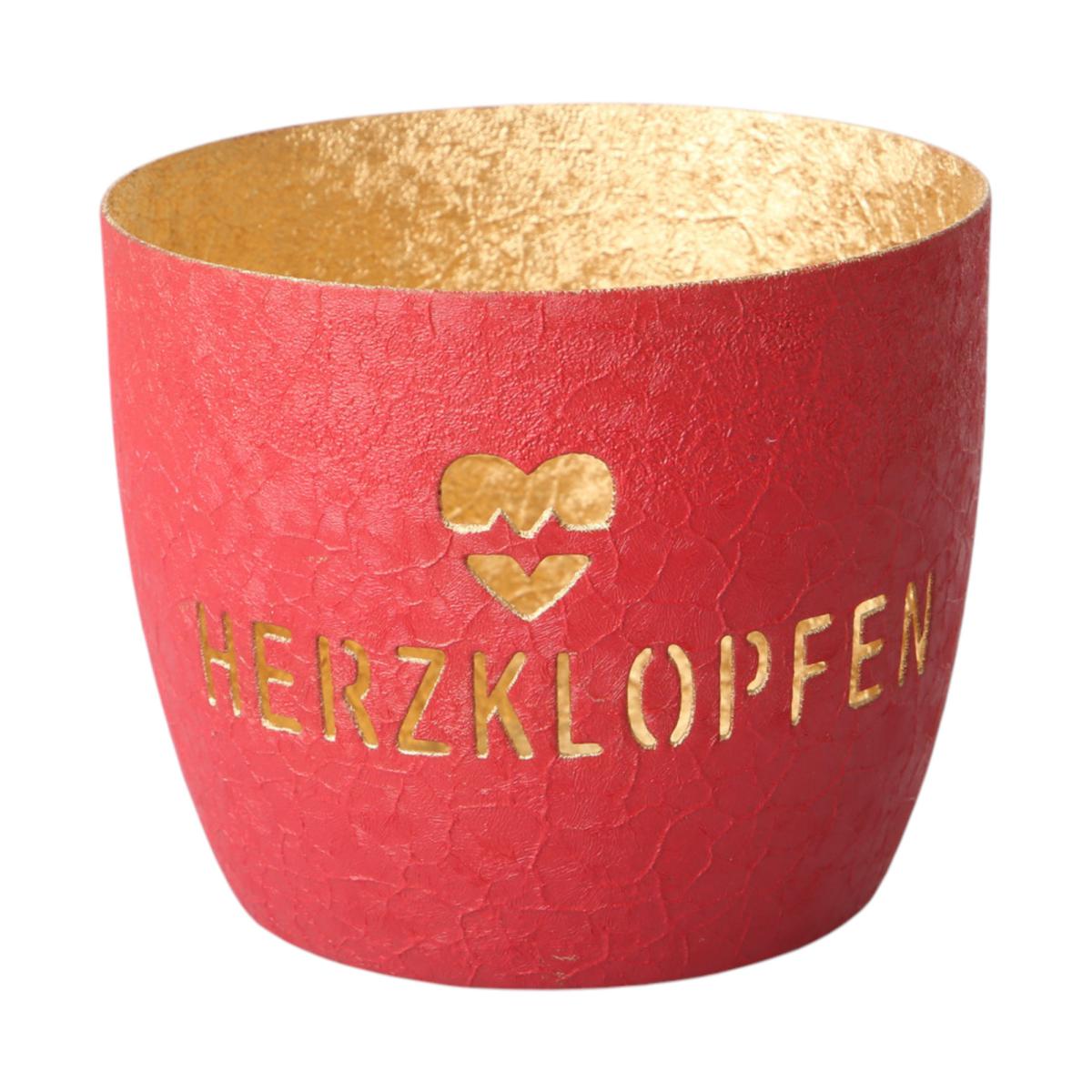 Windlicht "Herzklopfen" rot