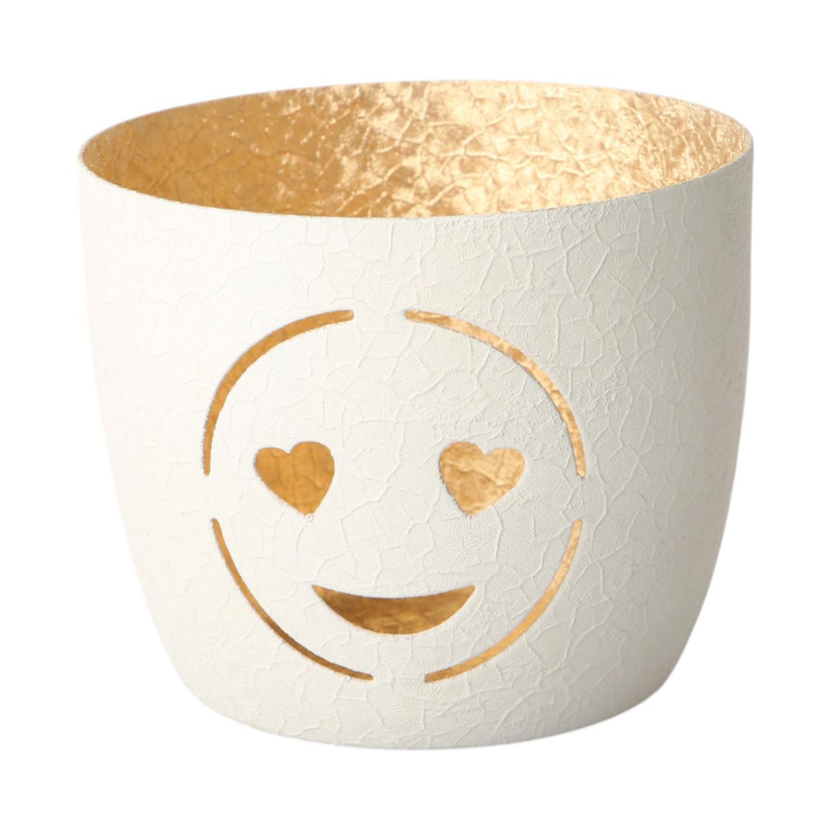Windlicht "Herzsmiley" wei&szlig;