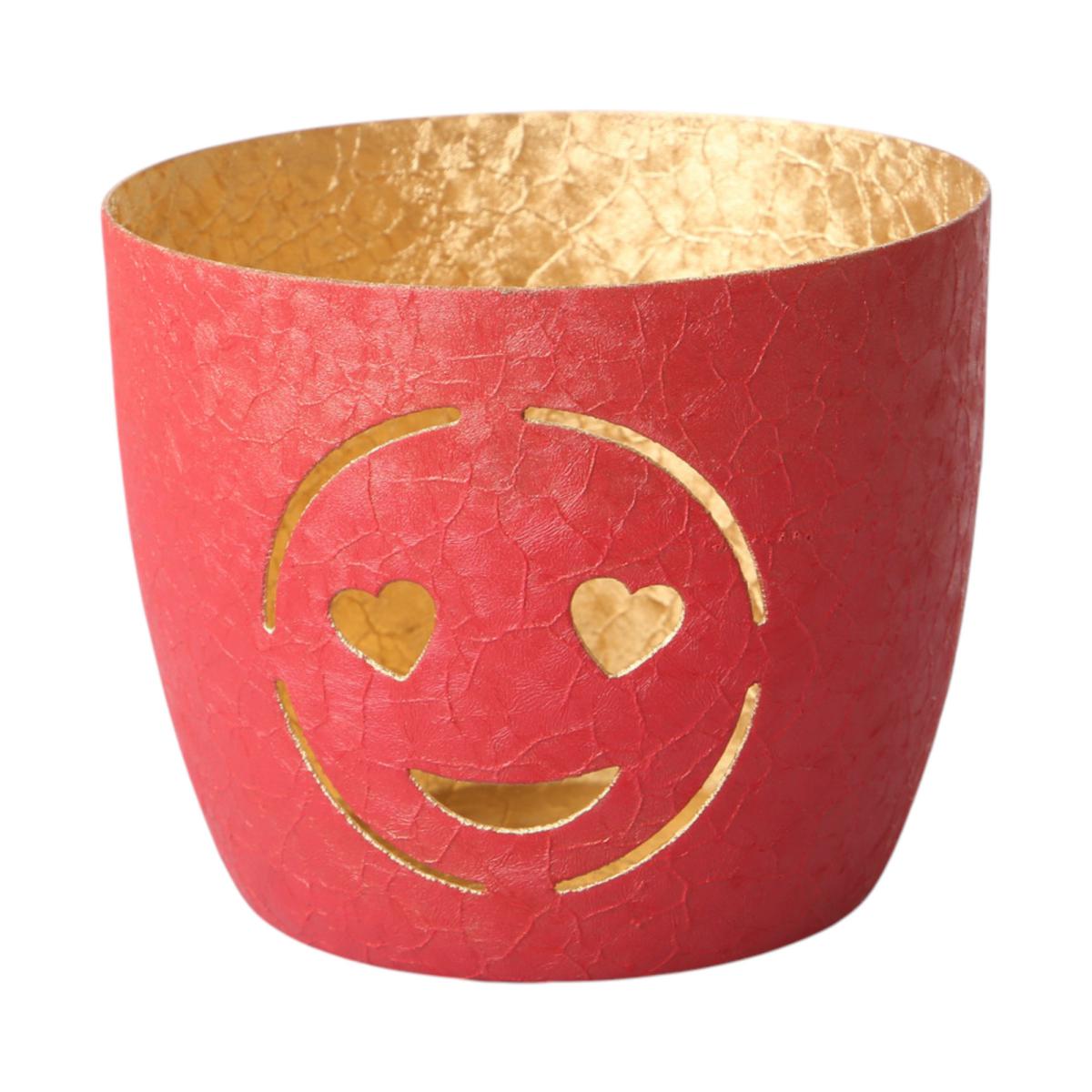 Windlicht "Herzsmiley" rot