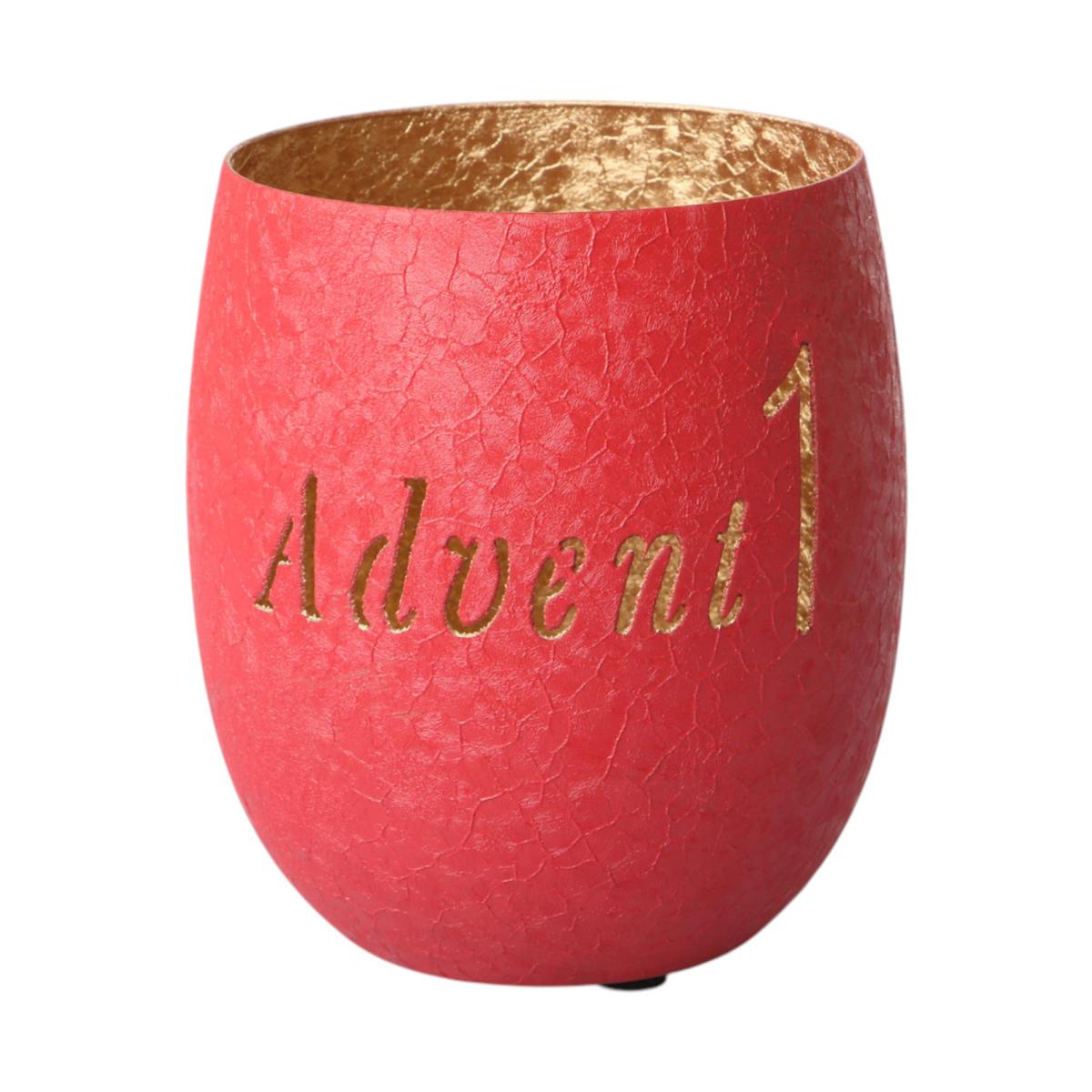 Windlicht "1.Advent" rot