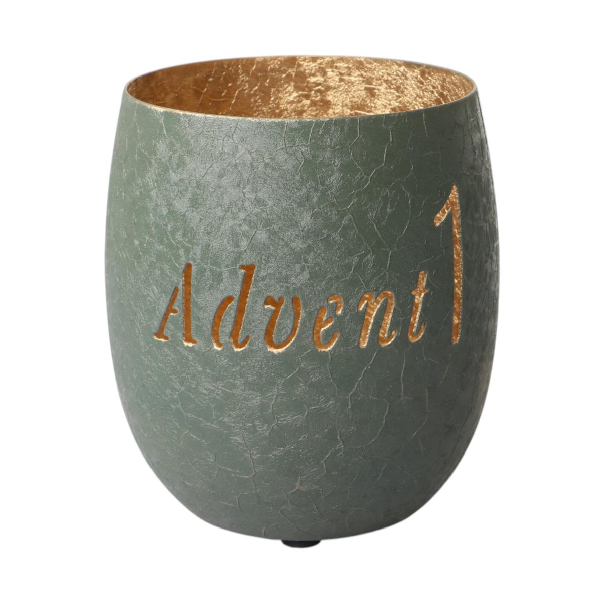 Windlicht "1.Advent" gr&uuml;n