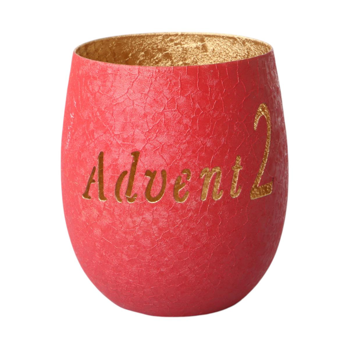 Windlicht "2.Advent" rot