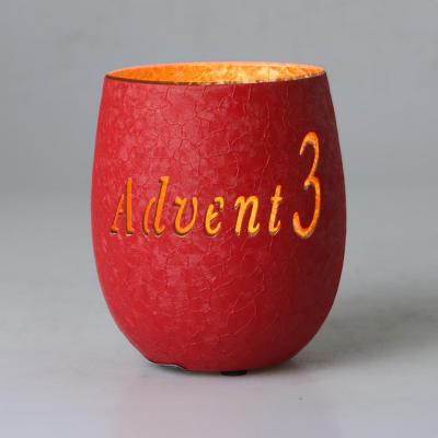 Windlicht "3.Advent" rot