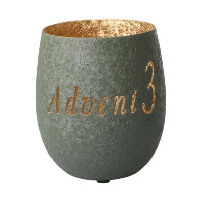 Windlicht "3.Advent" gr&uuml;n