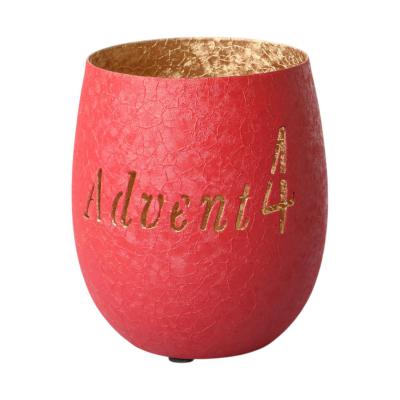 Windlicht "4.Advent" rot