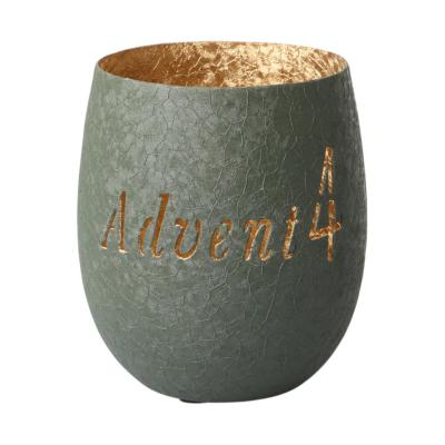 Windlicht "4.Advent" gr&uuml;n